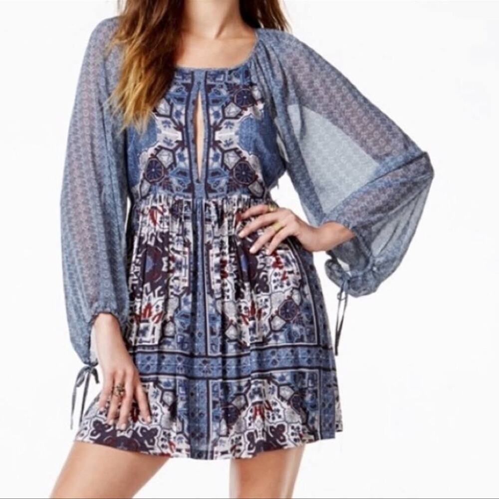 Free People Oksana Blue Mini Dress